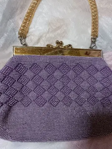 쇼와 레트로 보라색 비즈 일본 의류 백