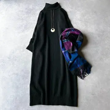 에브리데이 아이 라이크 울 캐시미어 터틀넥 원피스 블랙