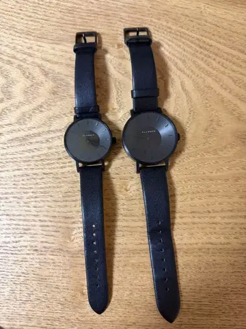 블랙 가죽 손목시계 페어 2세트