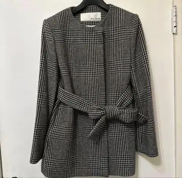 윔 가젯 노카라 자켓 체크 코트