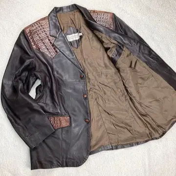 [새상품급] 천연 가죽 악어 절개 테일러드 자켓 미국제 46R