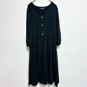 블랙 버튼 원피스 [ M ] 블랙 무지 여성용