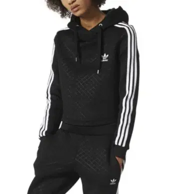 adidas 퀼팅 후드티 블랙