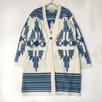 네이티브 무늬 복슬복슬 롱 가디건 ANTIBAL 화이트