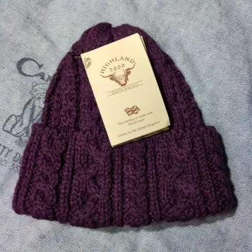 HIGHLAND2000 케이블 니트 캡 택 포함 미사용품 퍼플