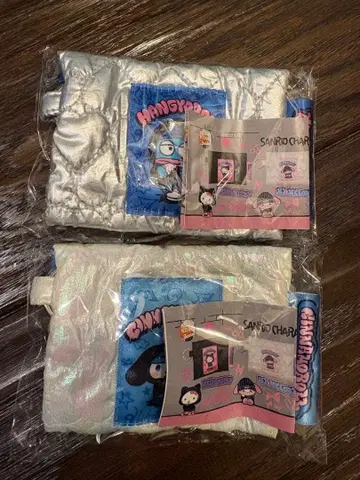 산리오 캐릭터즈 반짝이는 퀼트 파우치 2개 세트 (시나모롤, 한교동)