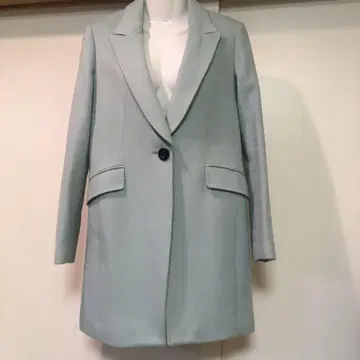 라이트 블루 롱 코트 싱글 버튼