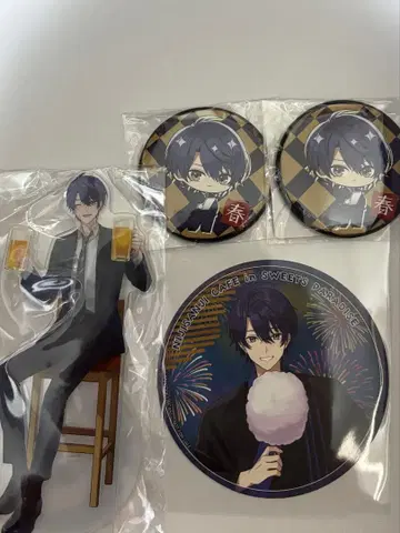 니지산지 하루사키 에아루 캔뱃지 아크릴 스탠드 코스터 세트