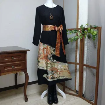 기모노 리메이크 전통 예복 기모노 드레스 + 오비 리본