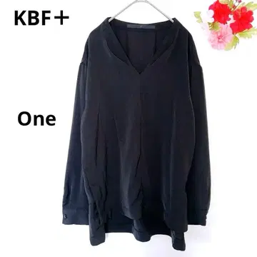 KBF 플러스 블라우스 긴팔 V넥 튜닉 블랙 검정 One