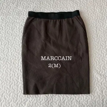 멀티 체인 울 스커트 타이트 무릎 기장 브라운 M 가을/겨울 고급