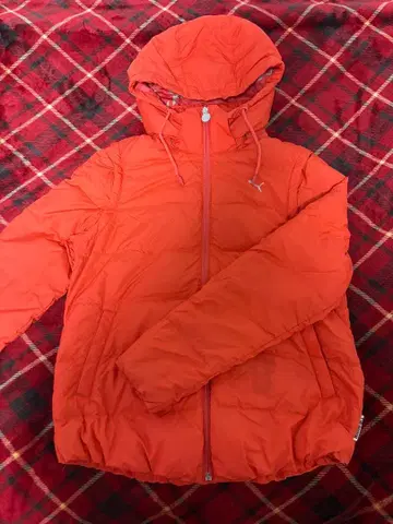 Puma 후드 부착 다운 자켓 오렌지