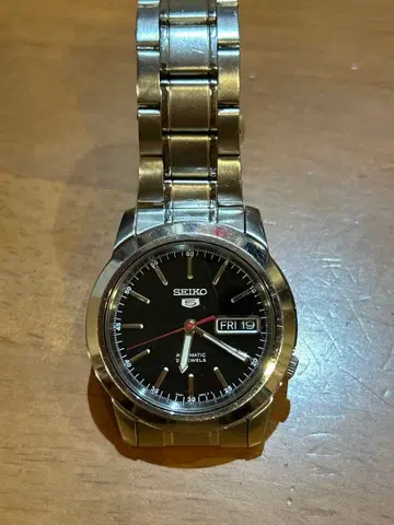 SEIKO 5 자동 와인딩 시계 블랙 다이얼 스테인리스