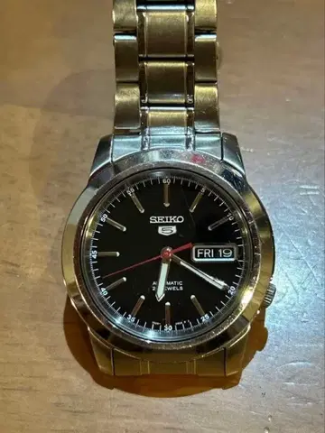 SEIKO 5 자동 와인딩 시계 블랙 다이얼 스테인리스