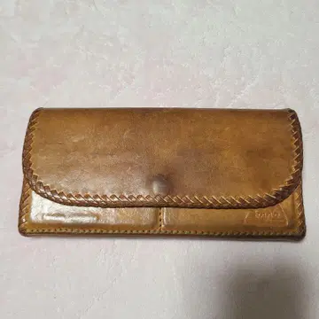 SAAD 브라운 가죽 장지갑 뜨개질 디자인