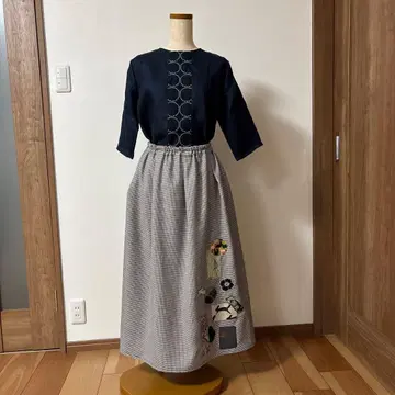 미나 페르호넨 패치워크 턱 개더 스커트 핸드메이드