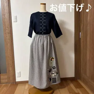 미나 페르호넨 패치워크 턱 개더 스커트 핸드메이드