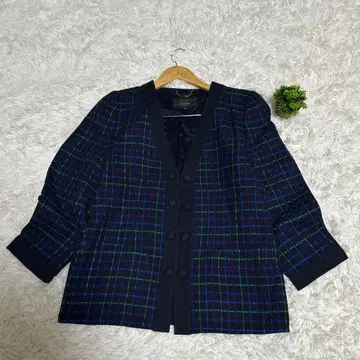 [ Leilian 레리안 ] 노카라 자켓 (9) 체크 무늬 니트