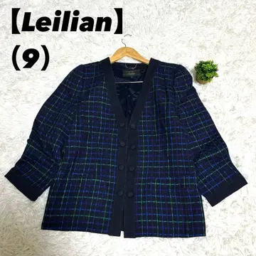 [ Leilian 레리안 ] 노카라 자켓 (9) 체크 무늬 니트