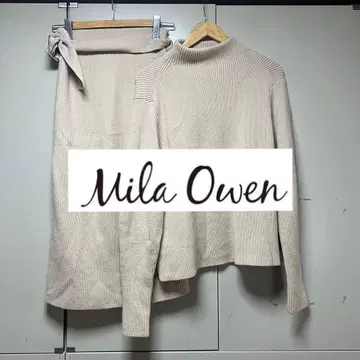 미라 오웬 양모 리브 니트 스커트 세트 벨트 포함 수트