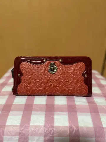 안나수이 장지갑 셀팡 라운드 지퍼 레드 백사