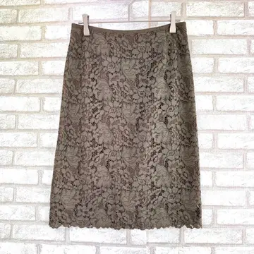 유나이티드 애로우즈 레이스 스커트 카키 그린 고급 38