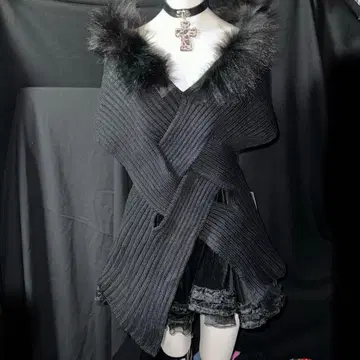 헤이세이 갸루 Y2K 그런지 퍼 니트 상의 다크 코어 NANA