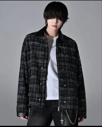 메니 버클 벨트 트위드 블루종