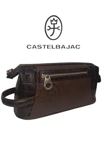 새상품급 castelbajac 세컨드 백 브라운 일본제 악어 엠보싱