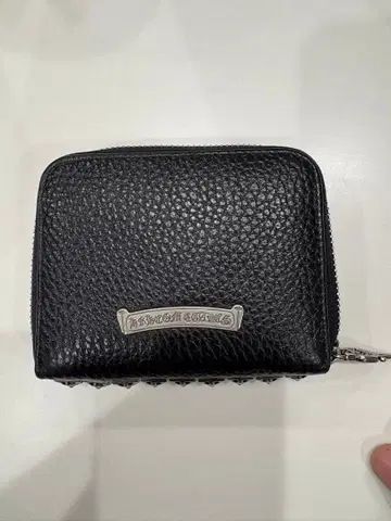 블랙 가죽 코인 케이스 스터드 부착