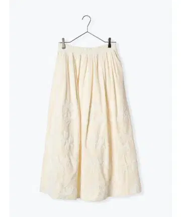츠하루 휘핑 크림 자수 벨벳 스커트 (아이보리)