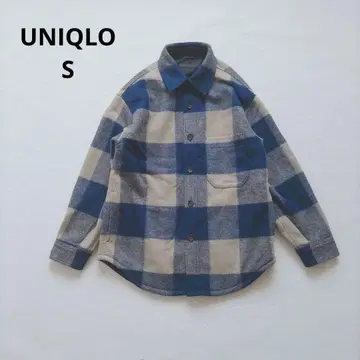 유니클로 오버 셔츠 자켓 체크 무늬 블루 S