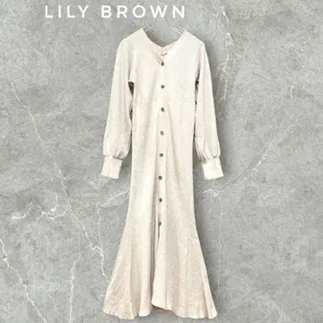 릴리 브라운 프론트 버튼 리브 니트 원피스