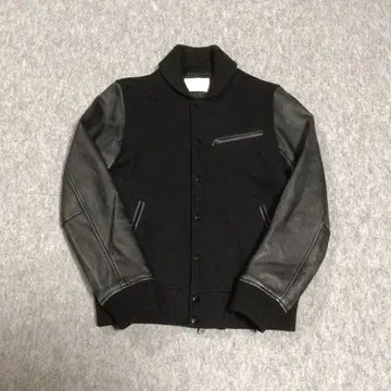 URBAN RESEARCH 자켓 블루종 블랙 코튼 소매 가죽