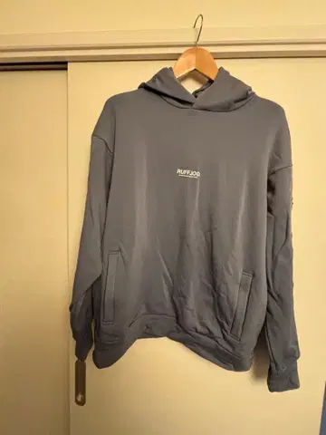 RUFFLOG 그레이 후드 부착 후드티 XXL