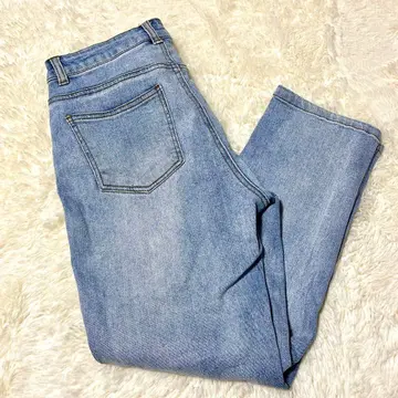 새상품급 고베 레터스 데님 테이퍼드 팬츠 라이트 블루 작은 키 PM