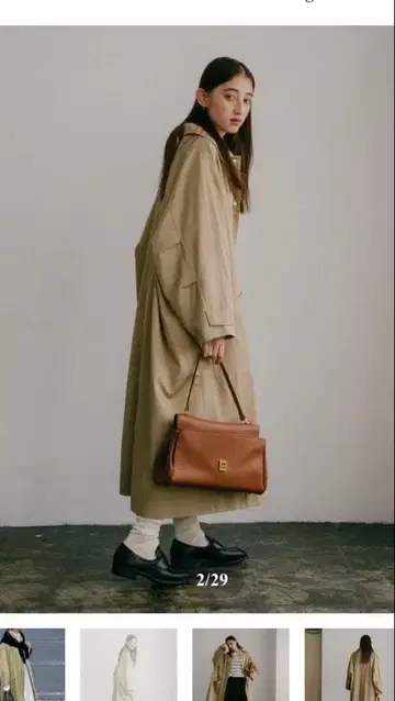 FASHIRU 새틴 칼라 코트 베이지 롱 기장