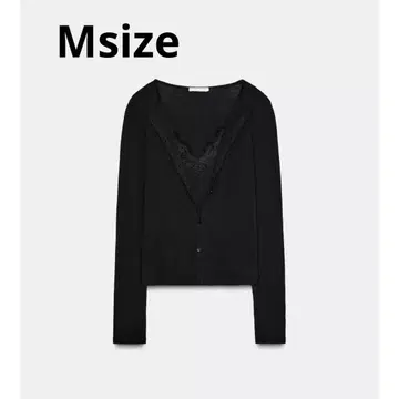 ZARA 콤비네이션 레이스 탑 자켓 블랙 M