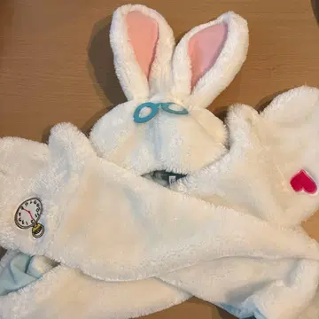 디즈니 원더랜드 앨리스 화이트 토끼 머플러 캡 팬캡