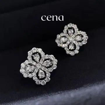 고품질 다이아몬드 클로버 귀걸이 네잎 꽃 플라워 반짝반짝 대형