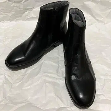 블랙 가죽 지퍼 숏부츠 3E 25.5