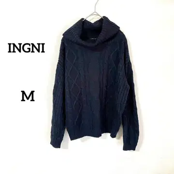 [잉그] 터틀넥 니트 M 네이비 케이블 짜임 캐주얼 오샤레