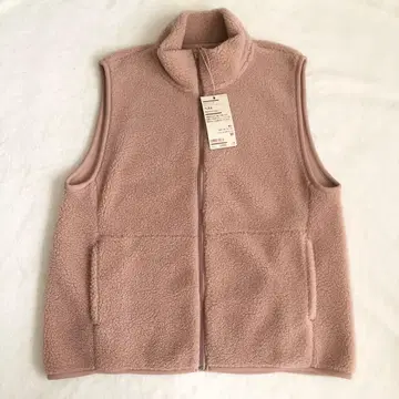 무인양품 플리스 슬리브리스 자켓 스모크 핑크