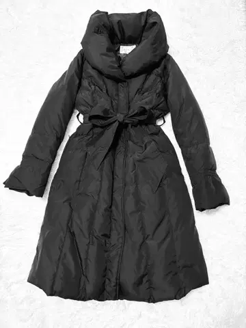 페카 PECA 롱 다운 코트 숄카라 여배우 옷깃 A라인 벨트 포함