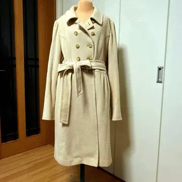 로즈 티아라 46 베이지 롱 코트 허리 리본 포함