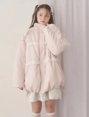 merry jenny 리본 프릴 패딩 자켓 핑크