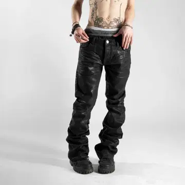 'lament(ist)'wax coating flare jeans