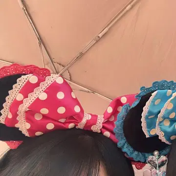 (레어품) 디즈니 머리띠 핑크 도트