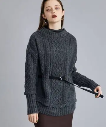 Uhr 우아 케이블 니트 STUDIOUS 별주 울 니트 벨트