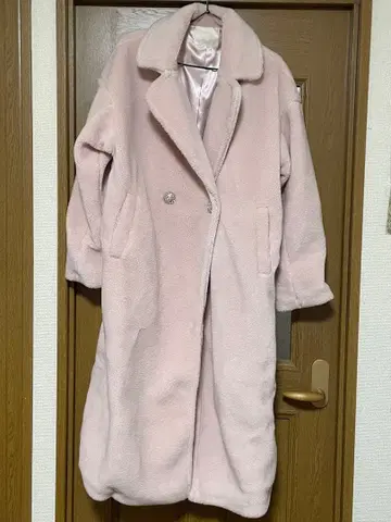 핑크 플리스 롱 코트